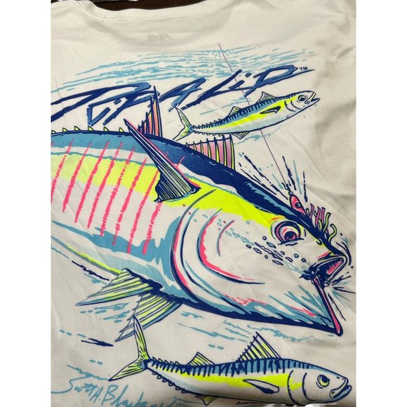 Rip a Lip Fish Wear Long Sleeve Shirt White Neon Scott Blackwell Size 3XL - Picture 2 of 6